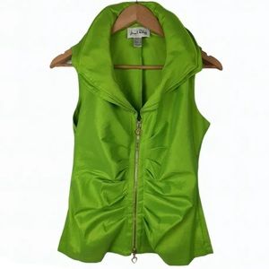 Joseph Rikoff Lime Green Vest Heart Zippers Ruched